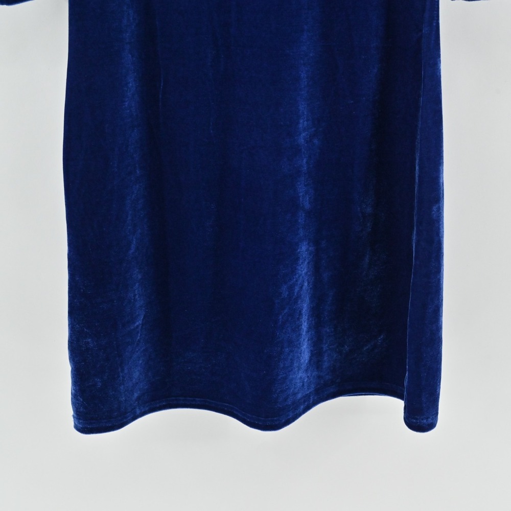 Vtg Y2k Blue Velvet Dress Womens Size 38 Cowl Neck Velour Whimsigoth Holiday - Picture 14 of 14